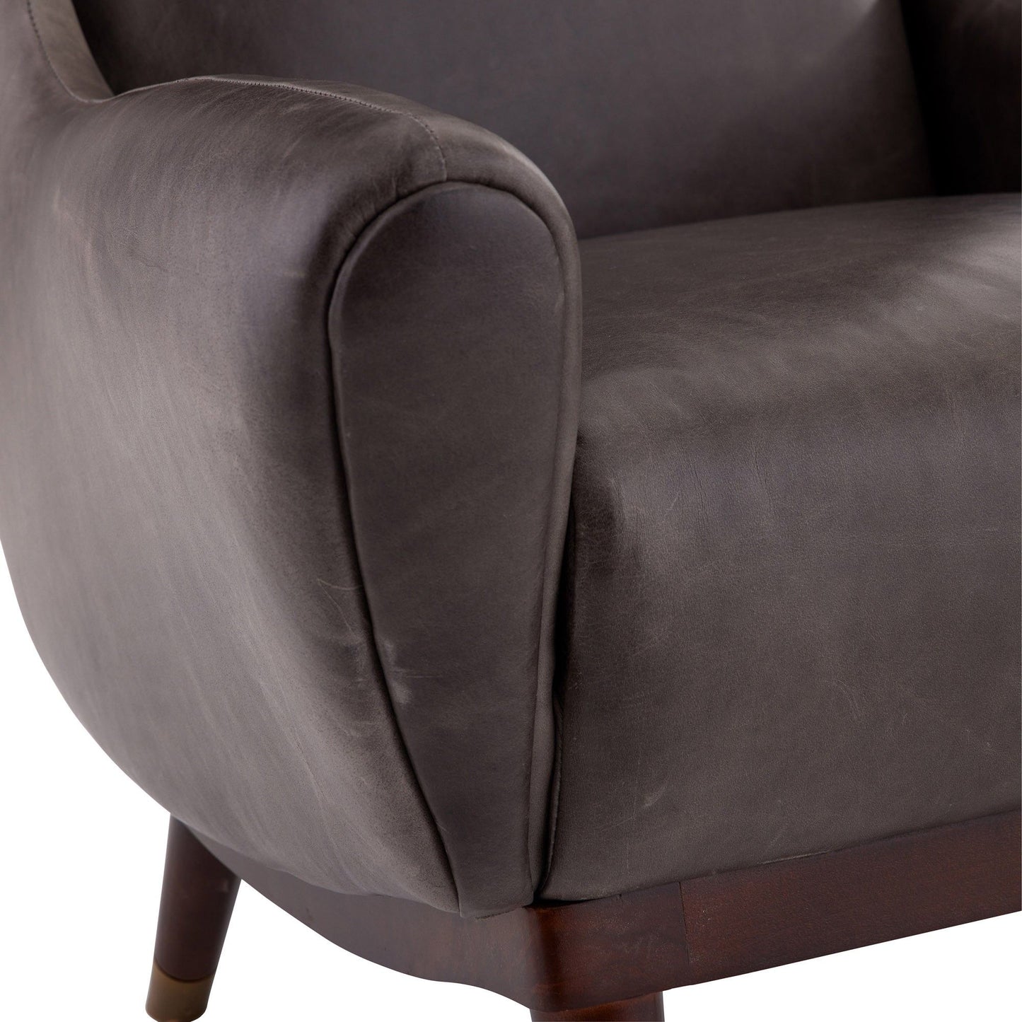 OPHELIA LOUNGE CHAIR GRAPHITE LEATHER DARK WALNUT