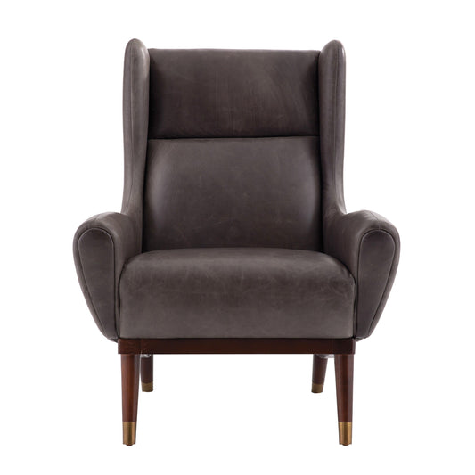 OPHELIA LOUNGE CHAIR GRAPHITE LEATHER DARK WALNUT