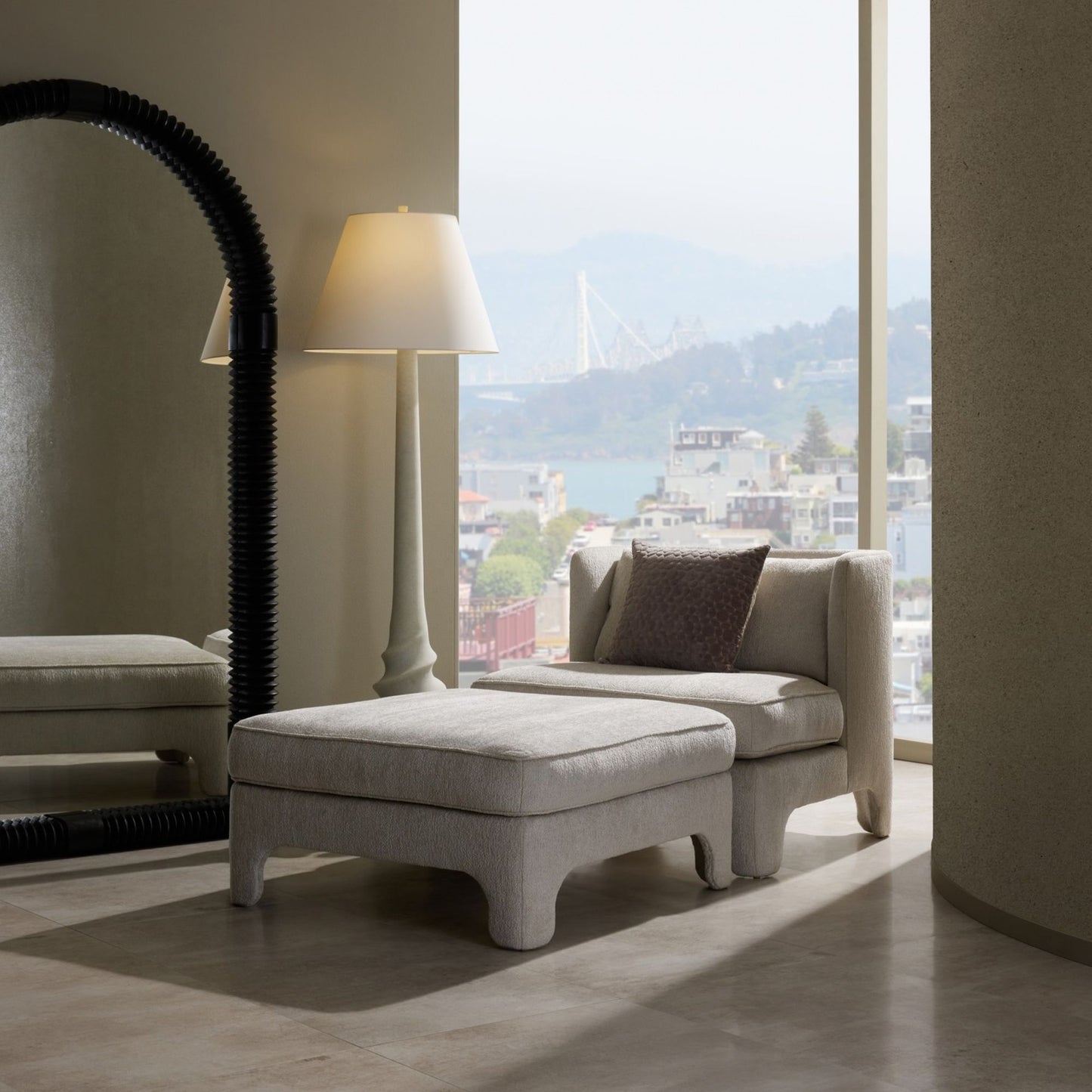 AVA OTTOMAN STONE BOUCLÉ