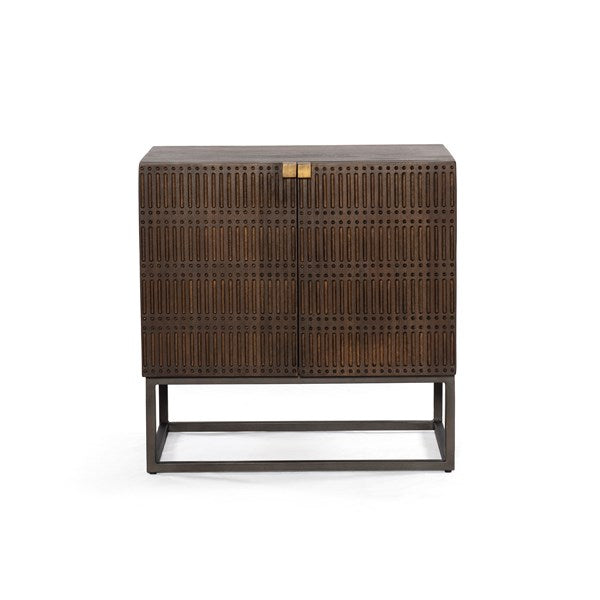 KELBY CABINET NIGHTSTAND - CARVED VINTAGE BROWN