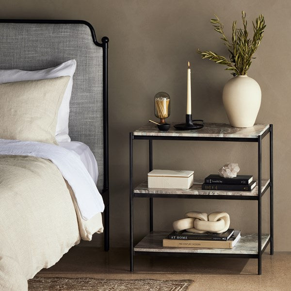 FELIX NIGHTSTAND - HAMMERED GREY W/ CLEAR POWDER COAT