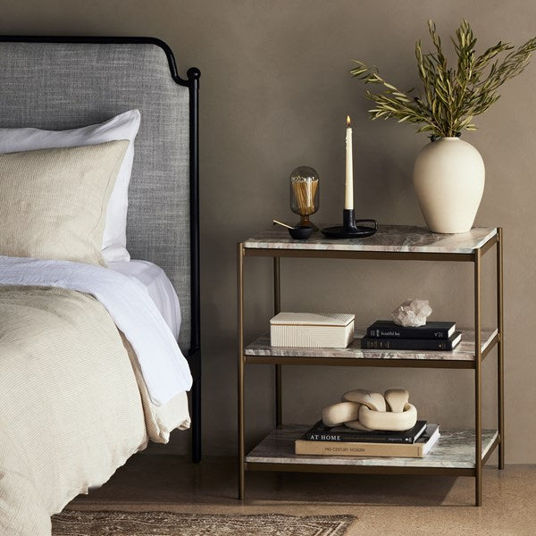 FELIX NIGHTSTAND - ANTIQUE BRASS W/ CANYON MARBLE