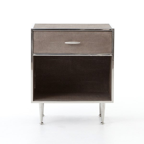 SHAGREEN BEDSIDE TABLE - BROWN SHAGREEN
