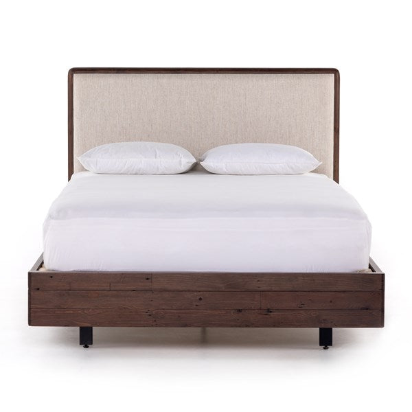 LINEO UPHOLSTERED BED-BURNT OAK-QUEEN