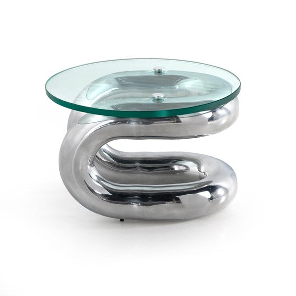 Abbie End Table-Polished Aluminum