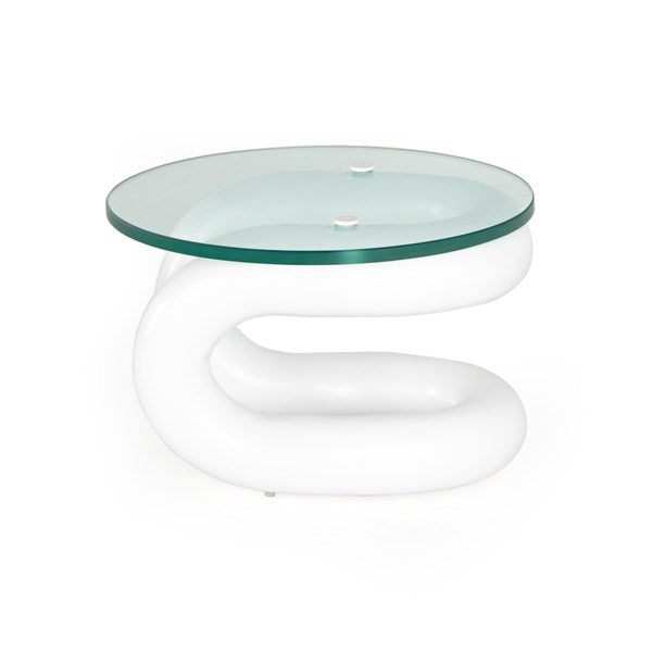 Abbie End Table-Matte White Aluminum
