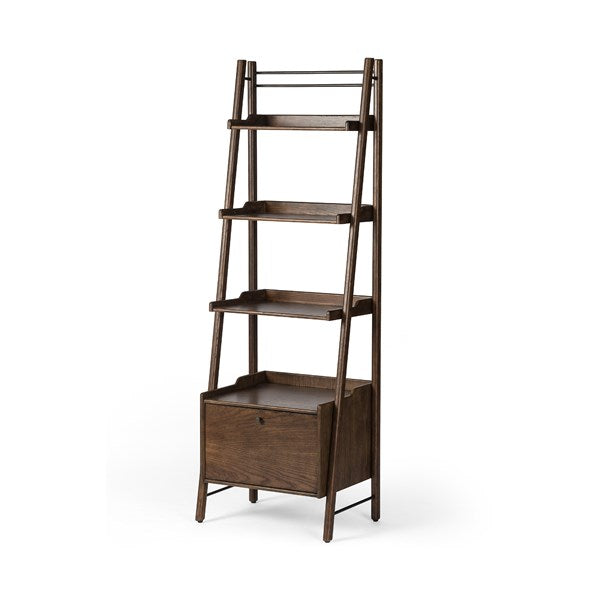 Moreau Leaning Bookshelf-Drk Toasted Oak
