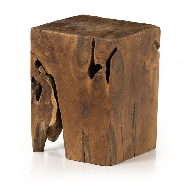 Teak Square Stool-Teak Root