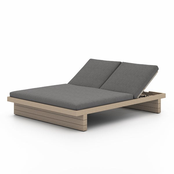 LEROY OUTDOOR DOUBLE CHAISE, WASHED BROWN