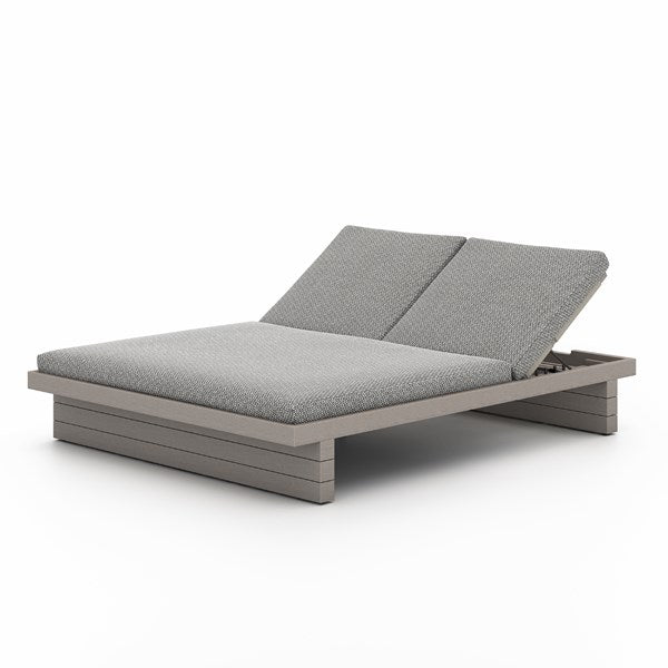 LEROY OUTDOOR DOUBLE CHAISE, WEATHERED GREY