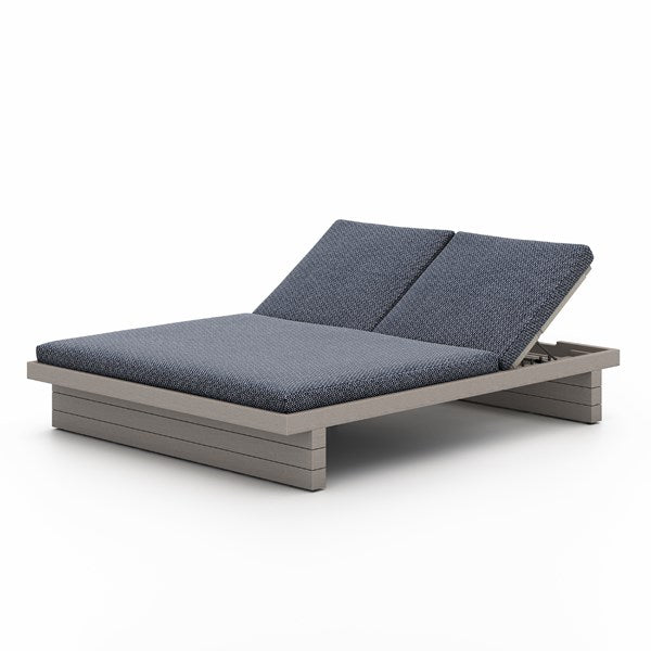 Leroy Outdoor Dbl Chaise Lounge-Gry/Navy