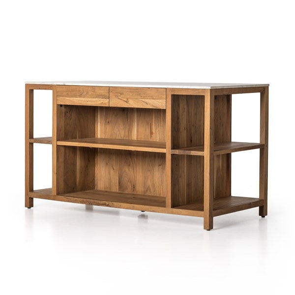 Indira Kitchen Island-Smoked Acacia