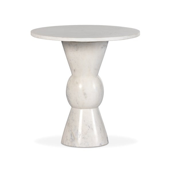 Fox End Table-Polished White Marble