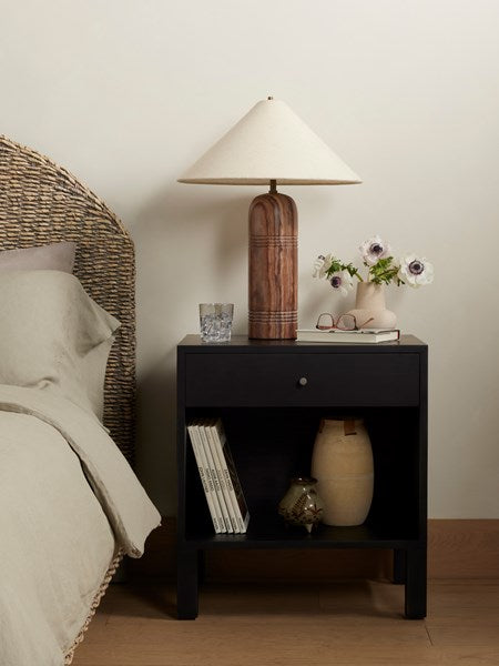 ISADOR NIGHTSTAND - BLACK WASH POPLAR