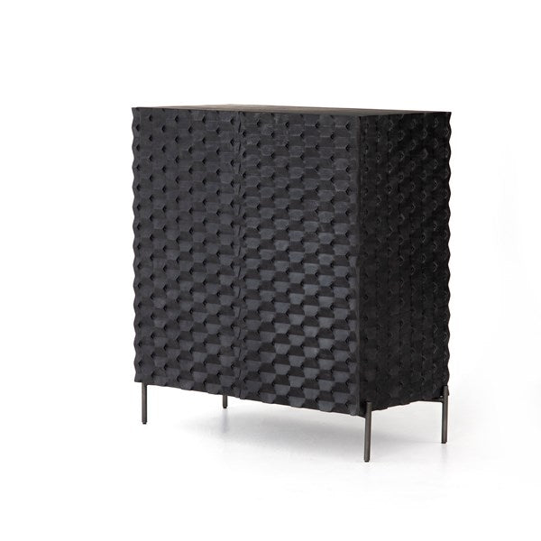Raffael Bar Cabinet-Carved Black Wash