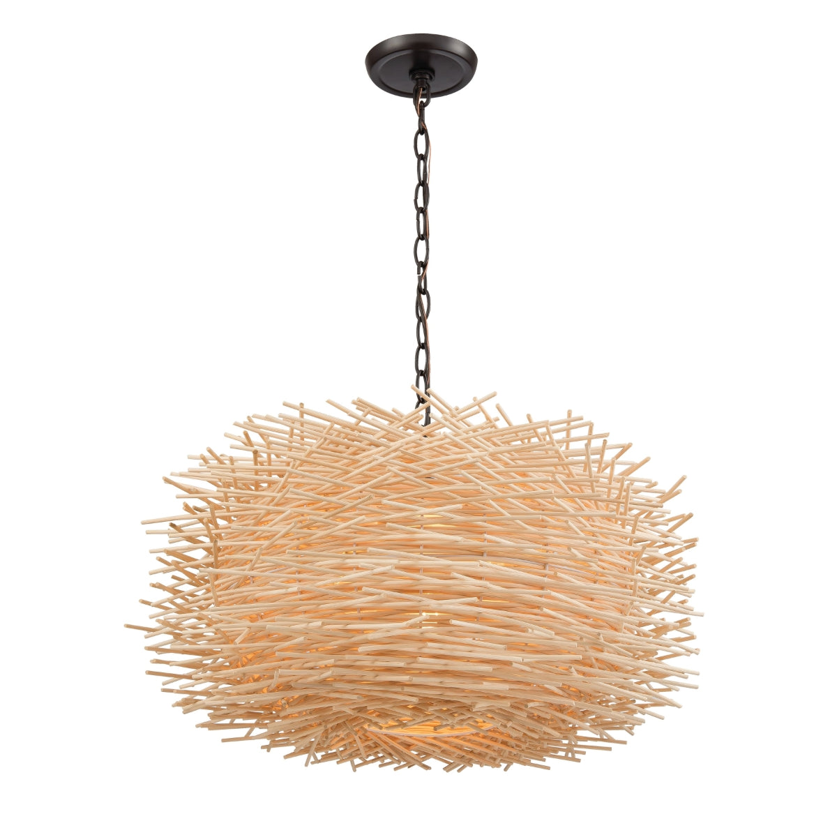 BAMBOO NEST 23'' WIDE 3-LIGHT CHANDELIER