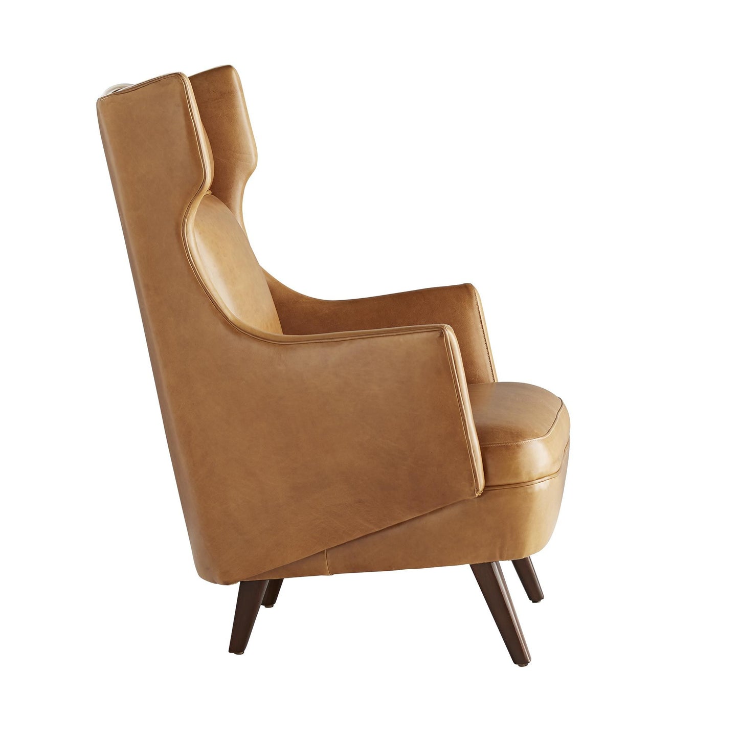 BUDELLI WING CHAIR COGNAC LEATHER DARK WALNUT