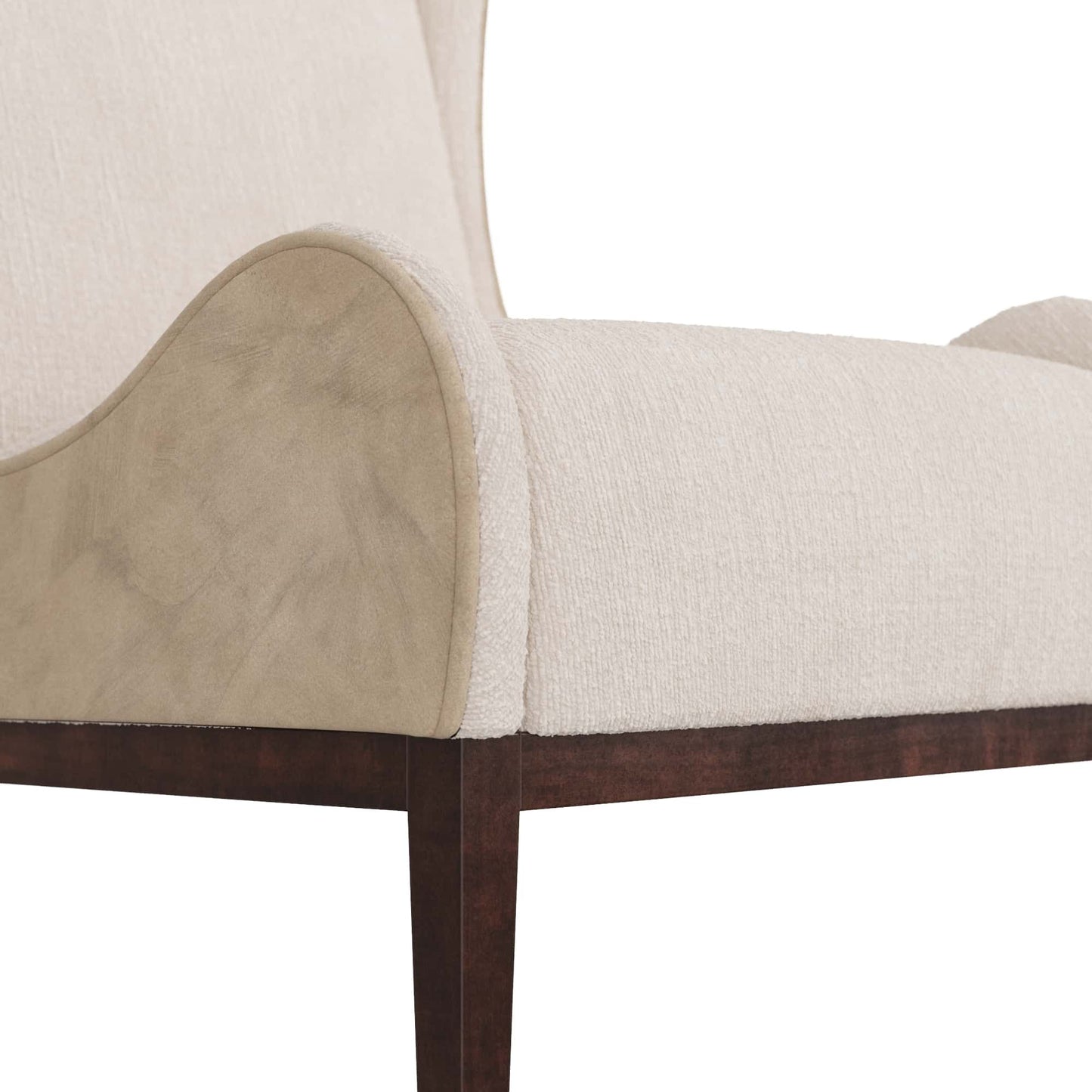 PIERCE WING CHAIR STONE BOUCLE DARK WALNUT