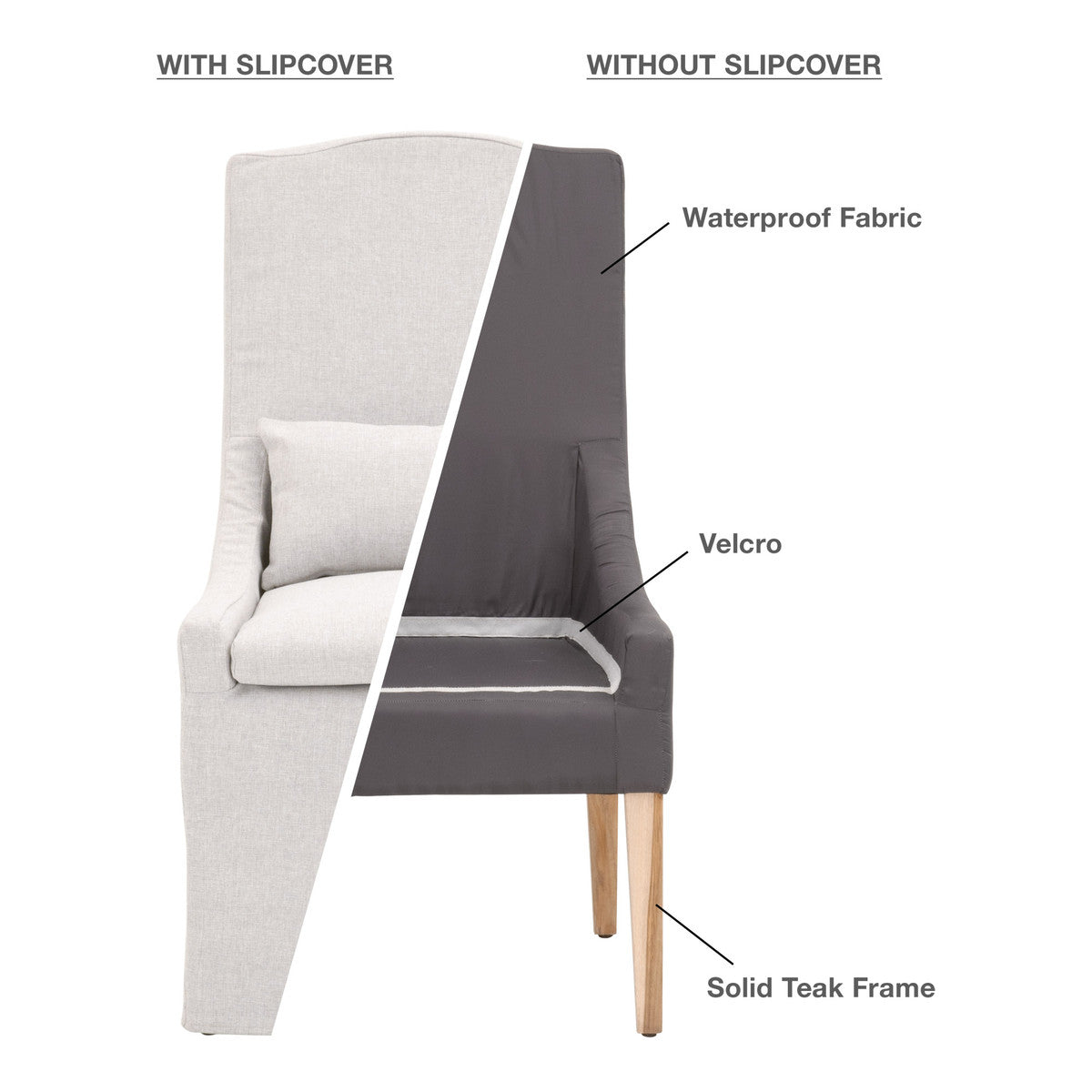 ADELE OUTDOOR SLIPCOVER DINING CHAIR