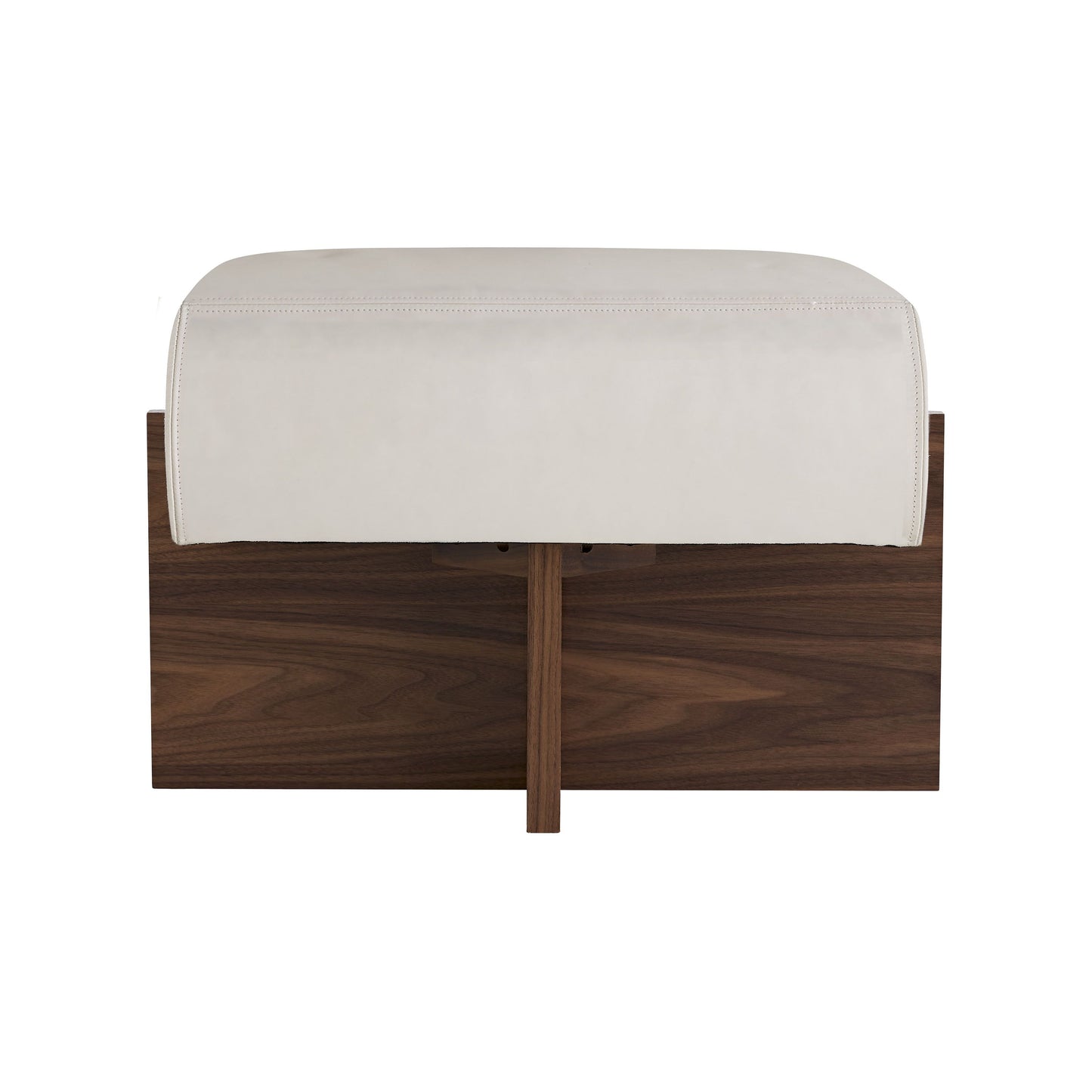 TUCK OTTOMAN IVORY LEATHER