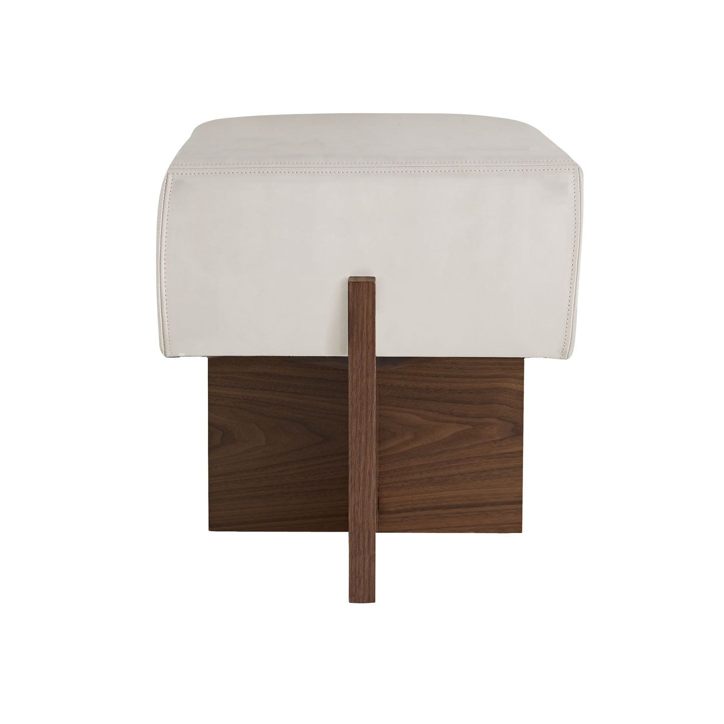 TUCK OTTOMAN IVORY LEATHER