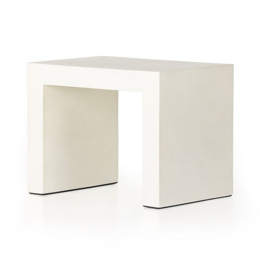 Parish Outdoor End Table-White Concrete