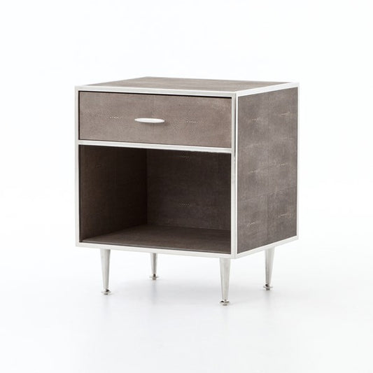 SHAGREEN BEDSIDE TABLE - BROWN SHAGREEN