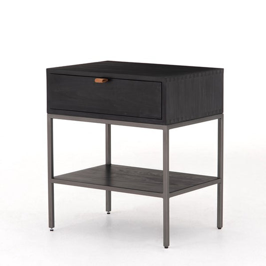 TREY NIGHTSTAND -  BLACK WASH POPLAR