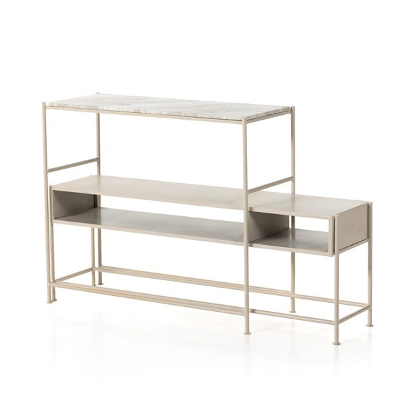 Dionne Console Table-Creamy Taupe Marble
