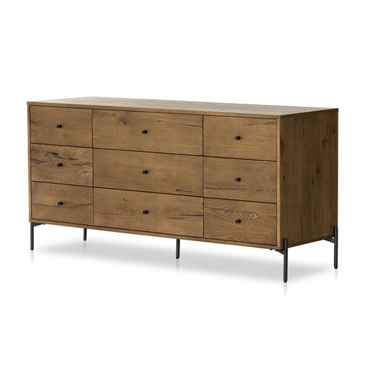 Eaton 9 Drawer Dresser-Amber Oak Resin