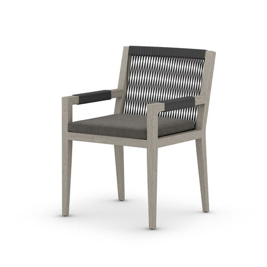 SHERWOOD OUTDOOR DINING ARMCHAIR, WEATHERED GREY