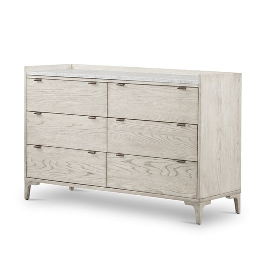 Viggo 6 Drawer Dresser-Vintage White Oak