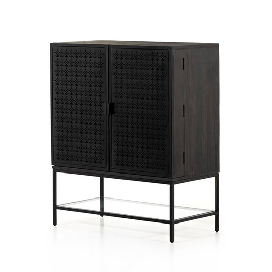 Vale Bar Cabinet-Worn Black