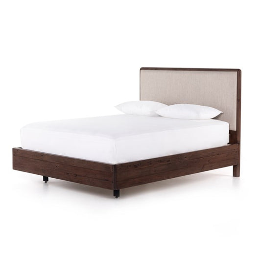 LINEO UPHOLSTERED BED-BURNT OAK-QUEEN