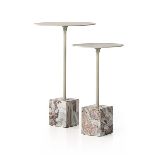 Delia End Table, Set2-Textured Matte Wht