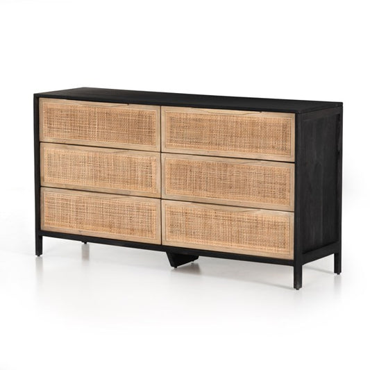 SYDNEY 6 DRAWER DRESSER - BLACK WASH