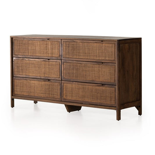 SYDNEY 6 DRAWER DRESSER - BROWN WASH