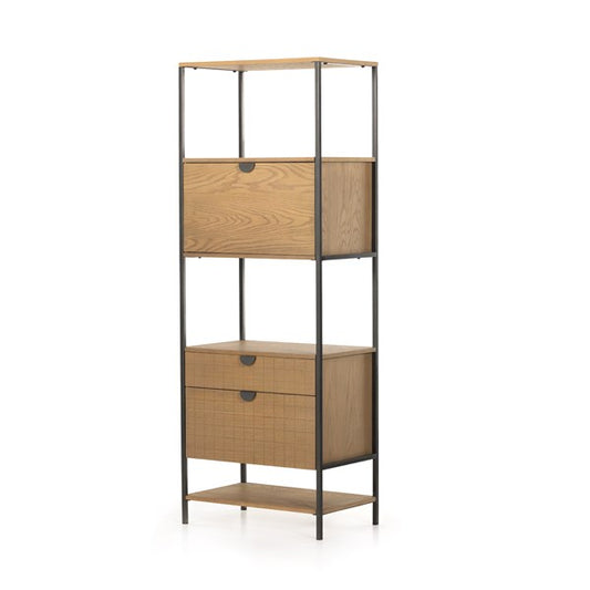 Benji Bookcase With Upper Storage- Oak