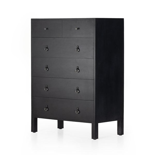 ISADOR TALL 6 DRAWER DRESSER -  BLACK WASH POPLAR