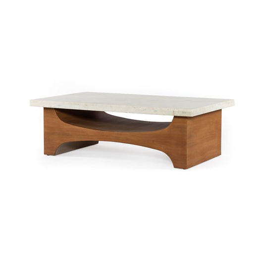 Keyton Coffee Table-Polished White Mrbl