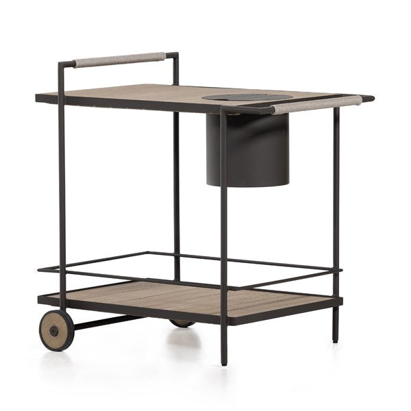 Loring Outdoor Bar Cart-Washed Brown