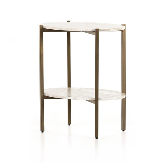 Vesper Oval Nightstand- Taupe Marble