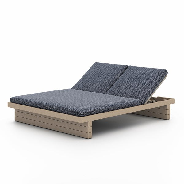 Leroy Outdoor Dbl Chaise Lounge-Brn/Navy