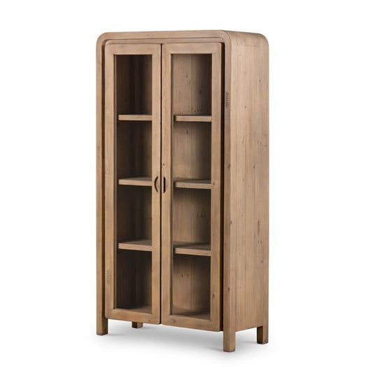 Everson Glass Door Cabinet-Scrubbed Teak