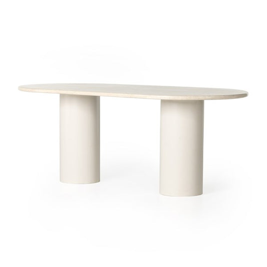 Belle Oval Dining Table-Cream Marble