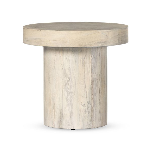 Hudson Pedestal End Table-Bleached