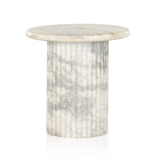 Oranda End Table-Polished White Marble