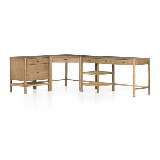 Zuma Modular Desk W Filing Cabinet-Dune