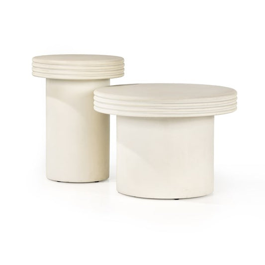 Grecia Outdoor End Table Set-White