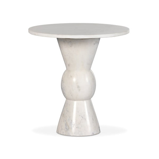 Fox End Table-Polished White Marble